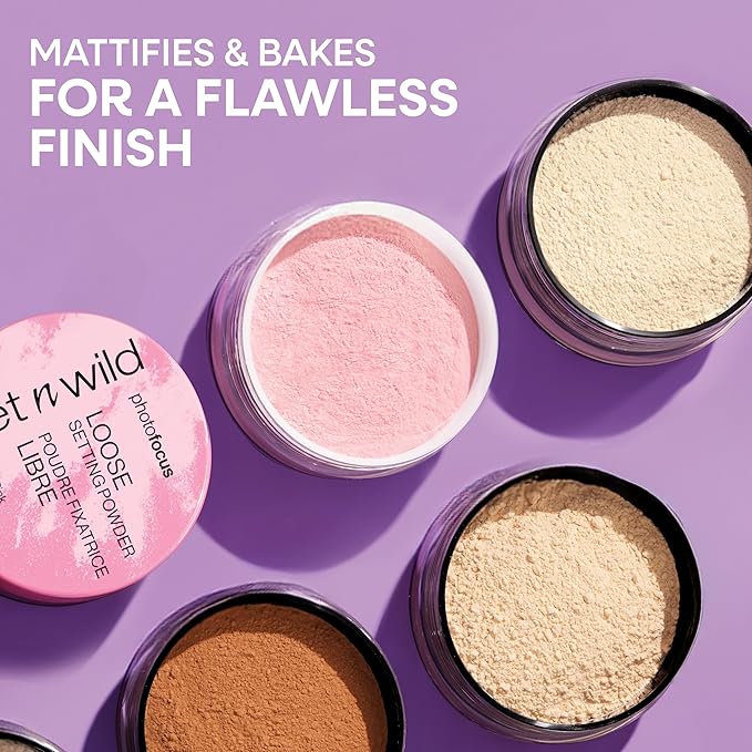 wet n wild Photo Focus Loose Baking Setting Powder, Highlighter Makeup, Fair to Medium & Tan Skin Tones - Translucent
