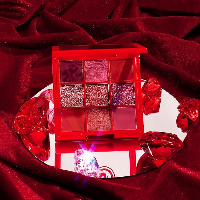 Kimchi Chic Jewel Collection Eyeshadow Palette - Highly Pigmented Matte & Glitter Shades, Blendable & Long Lasting, Cruelty Free, Ruby