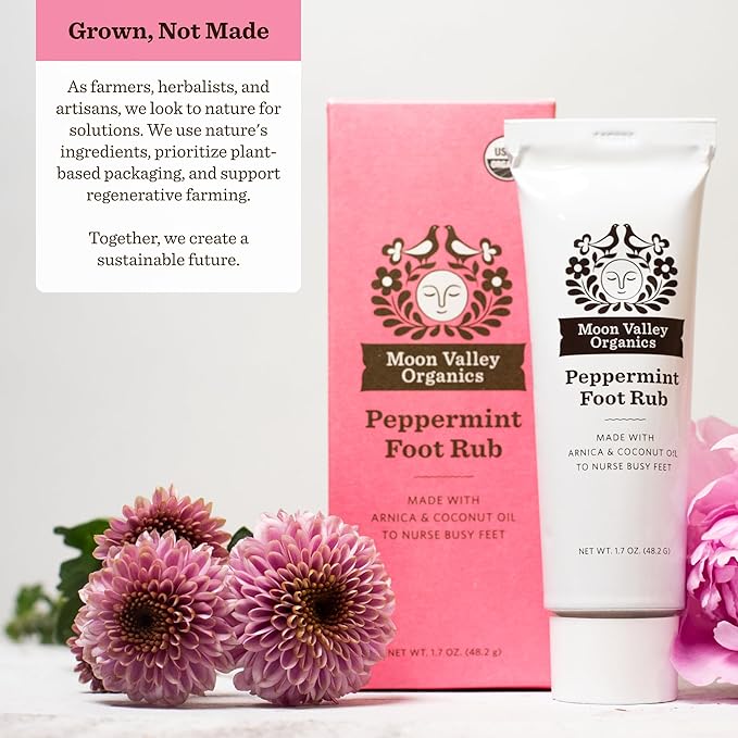 Moon Valley Organics Peppermint Foot Balm – Organic Cooling Foot Rub with Lavender, Arnica and Mint