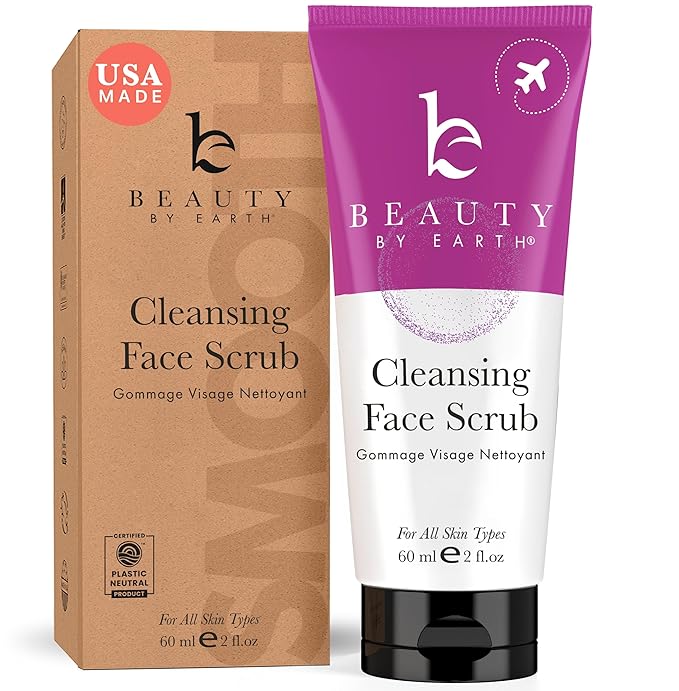 Facial Scrub Exfoliator - USA Made with Natural & Organic Ingredients, Gentle Exfoliating Face Wash for Sensitive & Acne Prone Skin, Microdermabrasion Scrub, Removes Dead Skin Cells (2 Fl Oz)