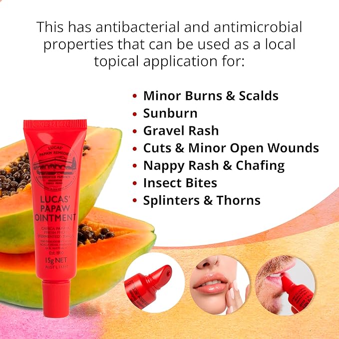 Lucas Pawpaw Lip Ointment, Lucas Pawpaw Cream, Lucas Pawpaw Ointment for Lips & Dry Skin - Unique All Skin Types, All Gender- Any Season Gift Pack with 2 x 15g Pawpaw Balm