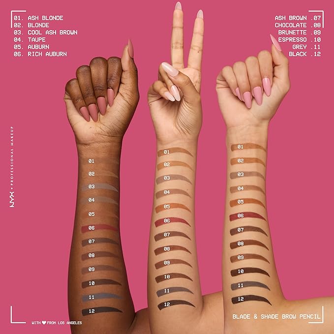 NYX PROFESSIONAL MAKEUP Blade & Shade Brow Pencil, Nano Mechanical Eyebrow Pencil, Up to 16HR Make Up Wear - Ash Brown