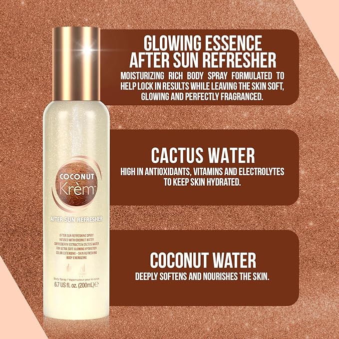 Devoted Creations Coconut Krèm After Sun Refresher - Ultra Soft Glowing Hydration, Color Extending, Body Energizing After Sun Refreshing Spray