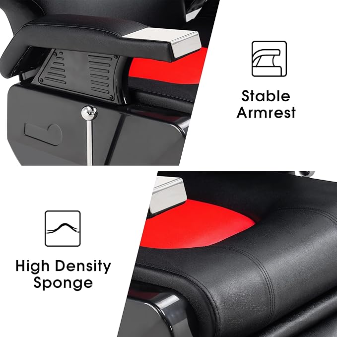 BarberPub Hydraulic Recline Barber Chair All Purpose Salon Beauty Spa Styling Equipment 9208 (Red)