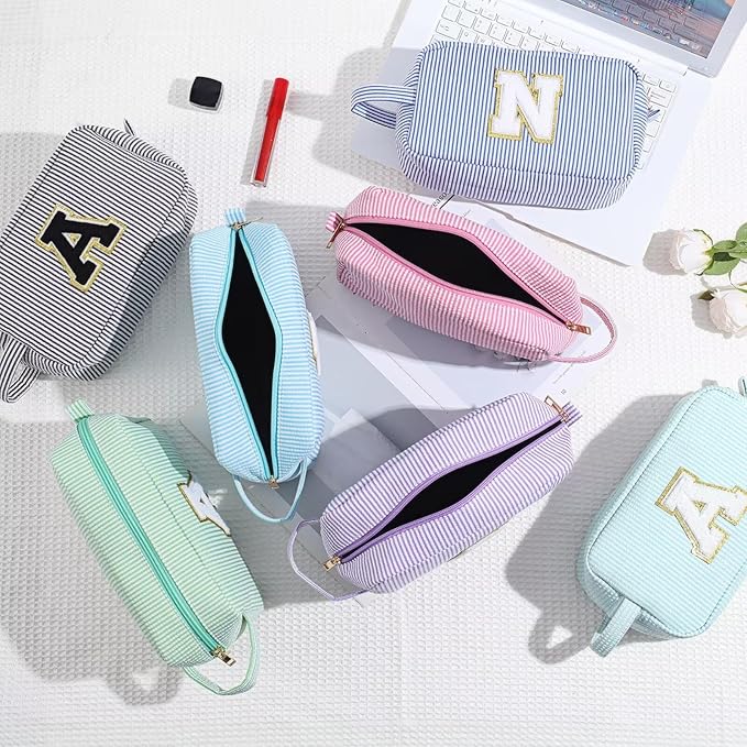 YOOLIFE Travel Monogram Initial Makeup Bags - Cosmetic Toiletry Bag Pouch Makeup Case for Mom, Best Friend, Teacher - Birthday Gifts