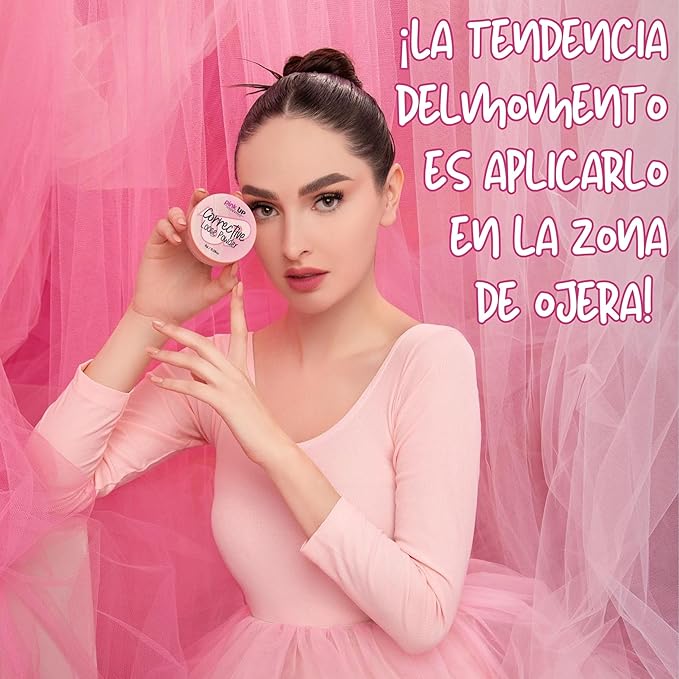 Pink Up | Corrective Loose Powder for Face | Mattifies and brightens without drying | Evens skin tone for all complexions | Baking Powder | Setting Powder | Cold | 8g | Model PKPT303