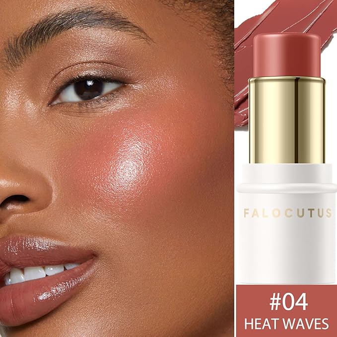 2Pcs Cream Blush Makeup Stick,Monochromatic Multi-Stick Face Blush for Cheek,Lip and Eye,Matte and Dewy Finish for Long Wearing,Easy Application.HEAT WAVES