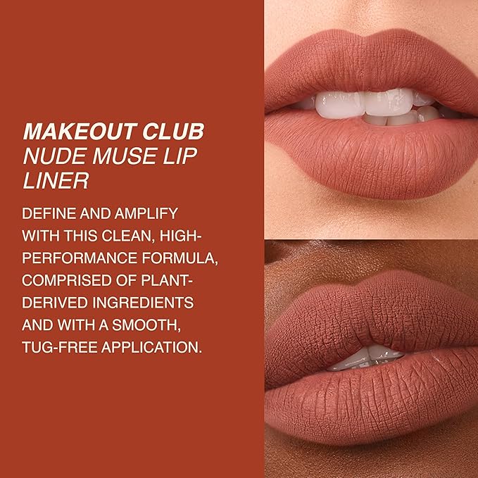 Freck Beauty MAKEOUT CLUB Nude Muse Lip Liner, Non Drying, Smooth Highly Pigmented Retractable Liner, Infused with Jojoba and Hyaluronic Acid (Cool Taupe Brown, Normal)