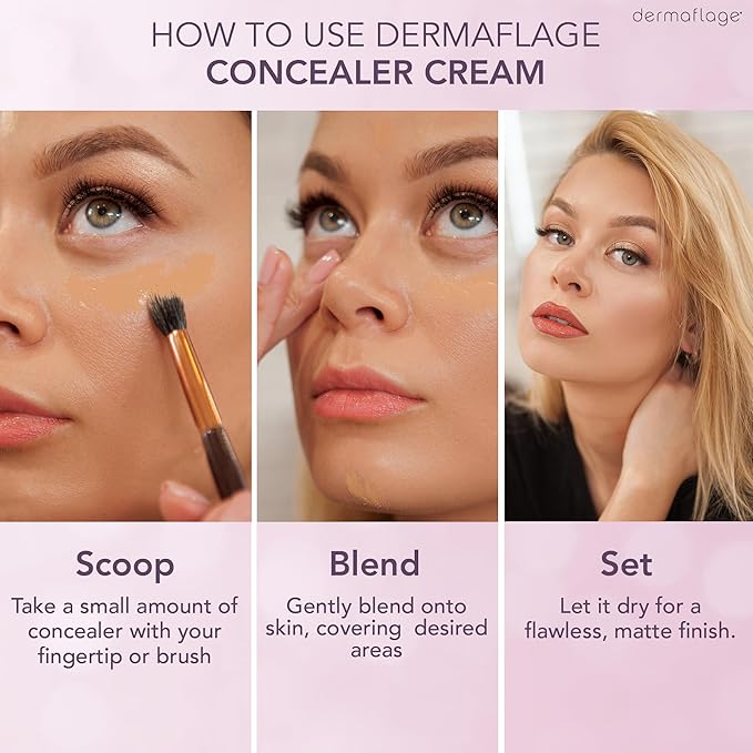 Waterproof Concealer Cream, Full Coverage Waterproof Makeup, Color Match Promise by Dermaflage, 6g/.2oz (Bronze Medium)