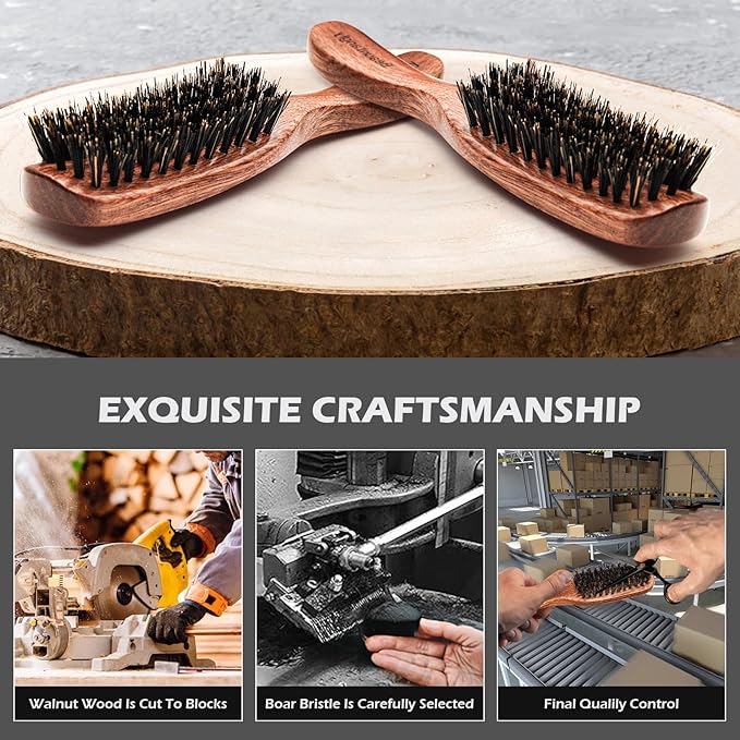 Hair Brush for Men, 100% Boar Bristle Hair Brush for Men Women’s Hair Smoothing, Styling, Detangling, Moisturizing, Adding Shine, Improving Blood Circulation, Promoting Hair Growth