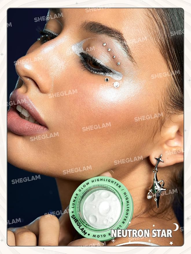 SHEGLAM Lunar Glow Highlighter - Neutron Star - Silky Creamy - Shimmery - Medium Coverage - Radiant Glow - Unisex - 0.17 Ounce (Pack of 1)