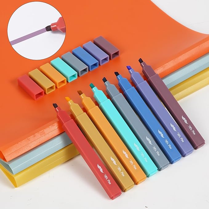 Mr. Pen- Aesthetic Highlighters, 8 pcs, Jewel Tones, Chisel Tip, Cute Highlighters Assorted Colors