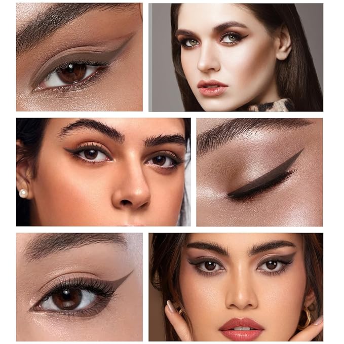 Boobeen Eyeliner Waterproof Gel Eyeliner Smudge-proof Eye Liner Gel Makeup High Pigment Eye Makeup Set Easy to Apply Long-lasting For All Day (Dark Brown)
