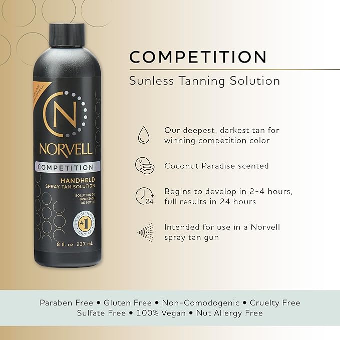 Norvell Premium Professional Sunless Tanning Spray Tan Solution - Competition Tan, 8 fl.oz.
