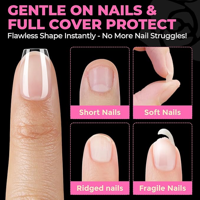 UNA GELLA Extra Short Coffin Nails Tips: 504pcs Pre-etched XS Short Nails, 12 Sizes Clear Coffin Press on Nails Full Cover Gel Tips Acrylic False Fake Nails Extension DIY Salon