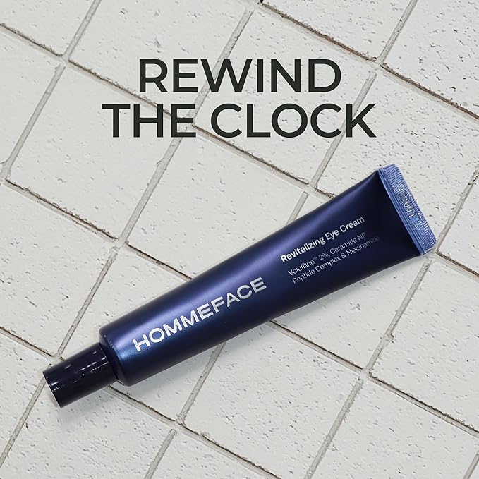 HommeFace Men’s Revitalizing Eye Cream - Anti-Wrinkle Korean Skincare Technology with Volufiline, Ceramide, Hyaluronic Acid, Peptides & Collagen, 1.05 oz