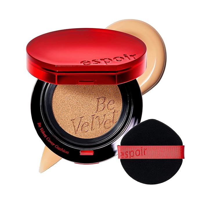 Espoir Be Velvet Cushion Foundation #26 Honey | Quick and Easy Coverage with Long-lasting Color by Zero Oxidation, Velvety Smooth Finish & Lightweight Formula, Vegan, Korean Makeup, 0.46 oz
