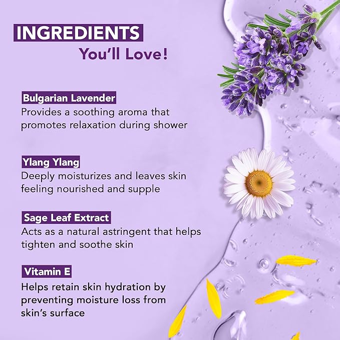 Botanic Hearth Bulgarian Lavender & Ylang Ylang Body Wash | Shower Gel | 16 Fl Oz With Vitamin E, Sage Leaf Extracts | Calming & Relaxing | Sulphate & Paraben Free
