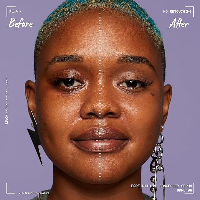 NYX PROFESSIONAL MAKEUP Bare With Me Concealer Serum, Concealer Makeup For Up To 24Hr Hydration - Sand