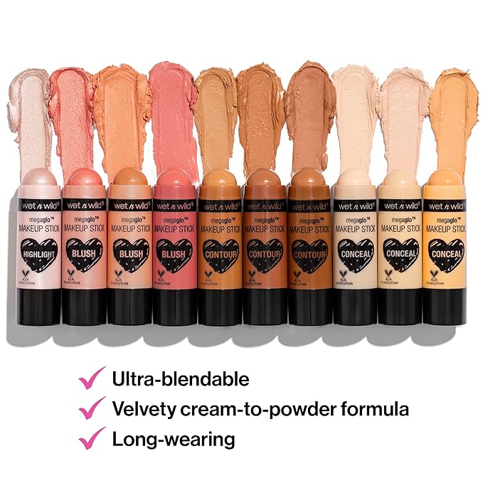 wet n wild MegaGlo Makeup Stick, Buildable Color, Versatile Use, Cruelty-Free & Vegan - Pink Floral Majority