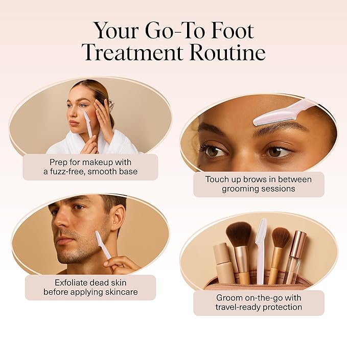 Kitsch Dermaplane Razor for Women Face - Face Razors for Women and Men - Eyebrow Trimmer, Shaver, Recycled Plastic Dermaplaning and Skin Care Tool - Blush, 12 pcs