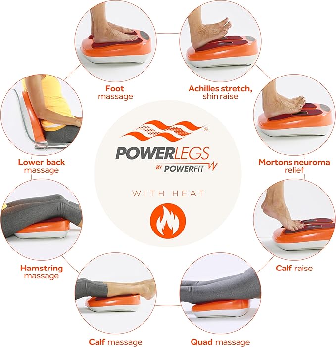 Powerfit Power Legs Electric Foot Massager Machine with Heat - Heated Foot Massager for Neuropathy Pain Circulation - Feet Massager for Pain Relief with Remote Control