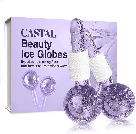 Ice Globes for Face 2Pcs – Enhancing Daily Beauty with Ice Globes for Facials, Skin Tightening & Anti-Aging – Perfect Facial Ice Globes for Puffiness & Wrinkles of Face, Neck & Eyes – Purple