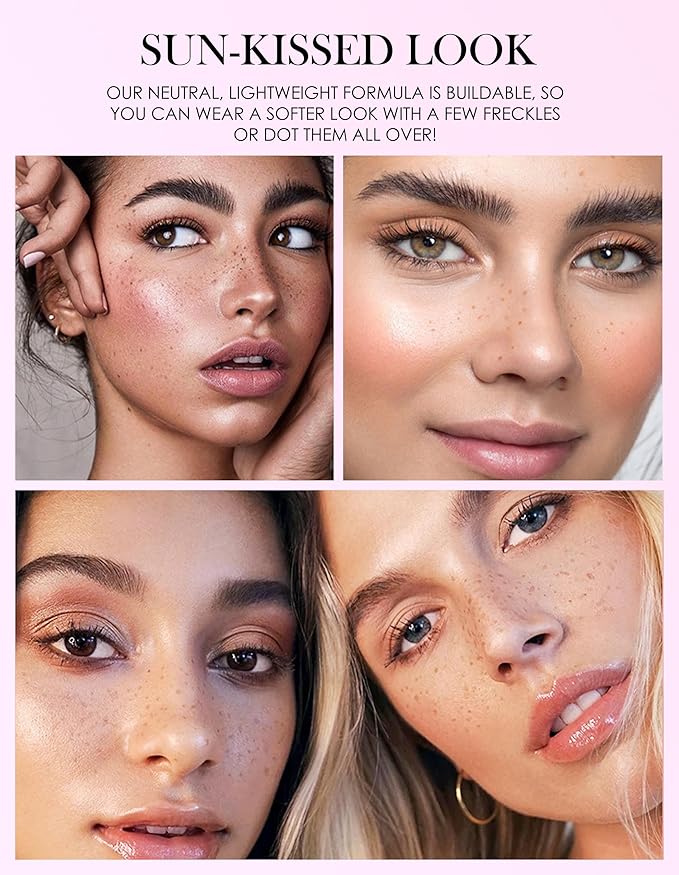 Erinde Waterproof Freckle Stamp Pen, Dual Ended Fake Freckle & Black Liquid Eyeliner, Long Lasting Quick Dry Faux Freckles Stamp Freck Pen for Natural Sunkissed Makeup, 03 Dark