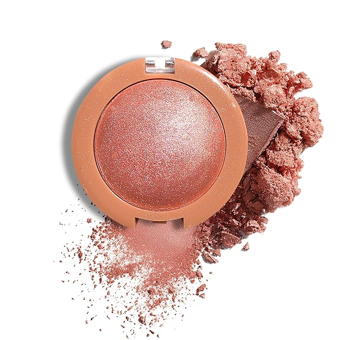 MAEPEOR Powder Blush Lightweight Smooth Blendable Face Blush Effortless Shimmer Natural Finish Blusher Face Makeup (01 Warm Pink)