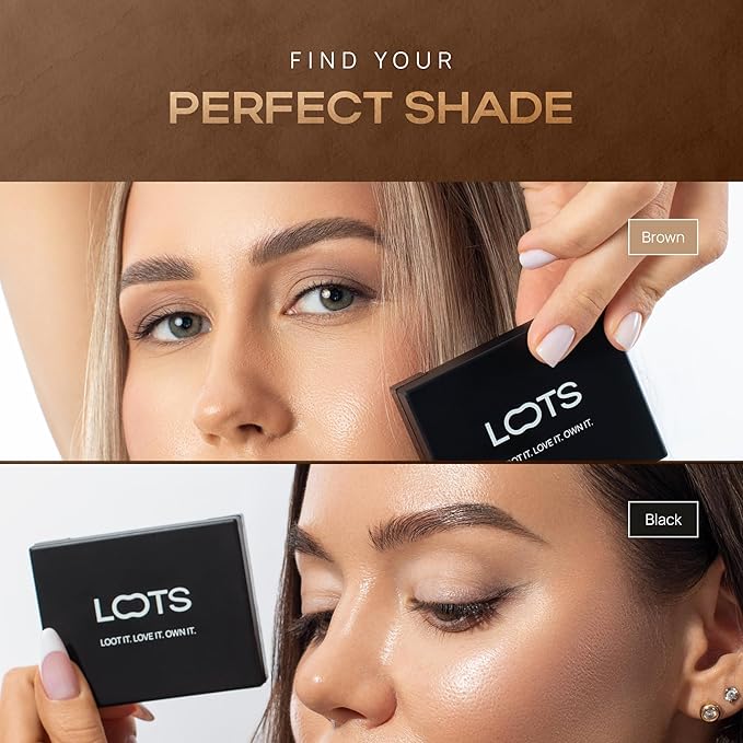 Eyebrow Powder Kit for Women – Dual Cushion Eyebrow Color Palette with Light Brown & Black Shades – Long-Lasting, Smudge-Proof Eye Brow Kit with Built-In Brush and Foldable Mirror