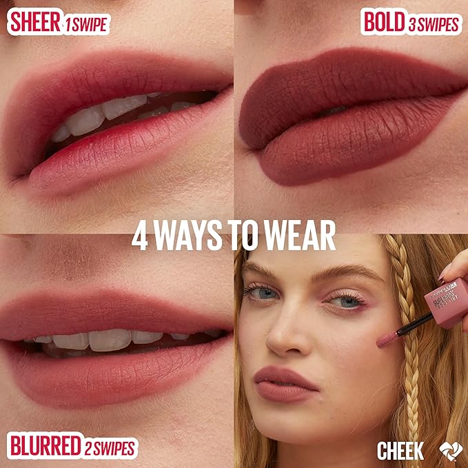 MAYBELLINE Super Stay Teddy Lip Tint, Long Lasting Matte Lipstick for Up To 12HR Wear, Coffee Date, 1 Count