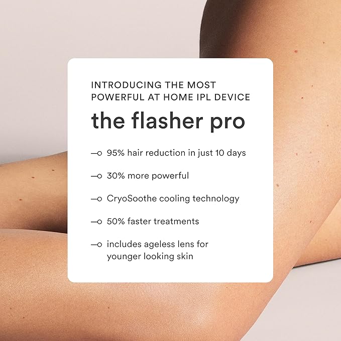 NEW Nood™ Flasher Pro — IPL Laser Hair Removal Device for Women & Men with Sapphire Cooling — Pain-free & Permanent, Visible Results After First Use & Works Everywhere Hair Grows — Gloss White