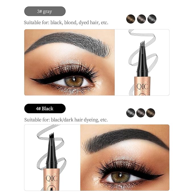 Eyebrow Pencil,Waterproof Brow Pen with Micro-Fork Tip,Smudgeproof Long Lasting Fine Sketch Microblading Pen，Natural Looking Eye Makeup Eyebrow Pen-04#Natural black