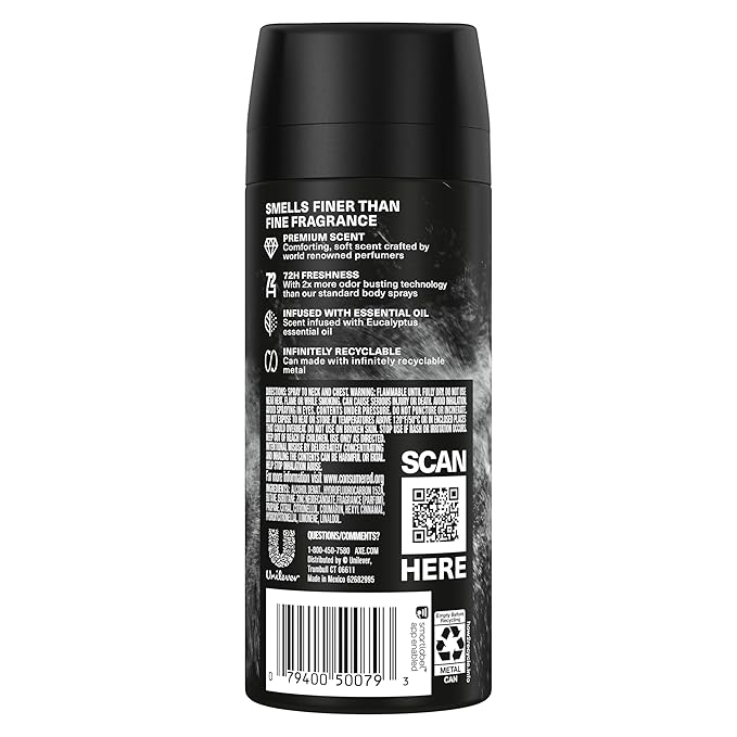 AXE Fine Fragrance Collection Premium Deodorant Body Spray for Men Pure Coconut 3 Count with 72H Odor Protection and Freshness Infused with Coconut, Eucalyptus, and Oak Essential Oils 4 oz