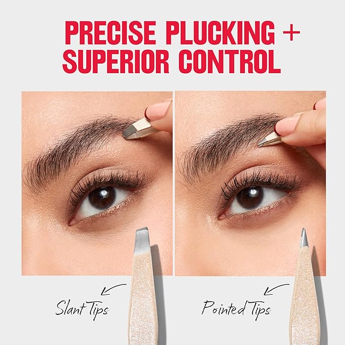 Revlon Designer Series Mini Tweezer Set, Hair Removal Tool Kit with Slant & Point Tips, Portable and Easy to Use, Made with Long Lasting Stainless Steel, 1 Count