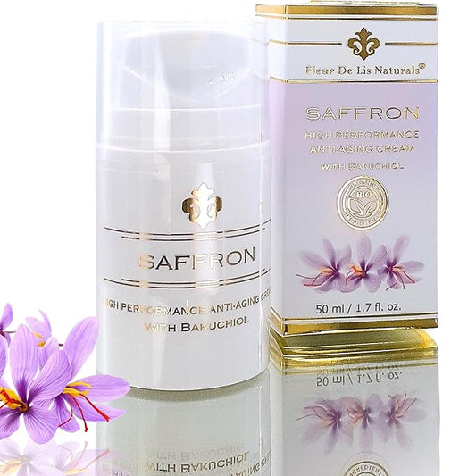 Saffron & Bakuchiol Cream for Face - Natural Retinol Alternative Anti Aging Face Cream to Reduce Wrinkles – Made in USA, Organic All Natural Ingredients - 1.7 oz