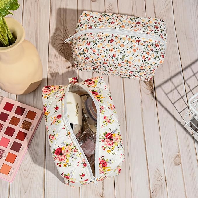 Soidram quilted makeup bag floral