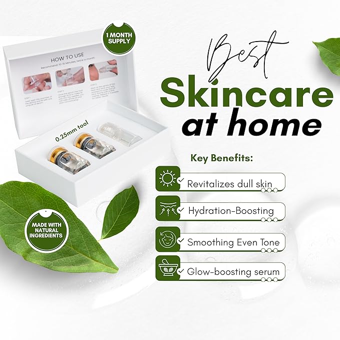 Hydration Infusion Serum Kit Collagen Peptides, Hyaluronic Acid & Vitamin C | Moisturizing, Plumping & Glow Skincare Set, Face & Lips | 2 Serums + 1 Cosmetic Applicator, Luxury Home Spa Gift