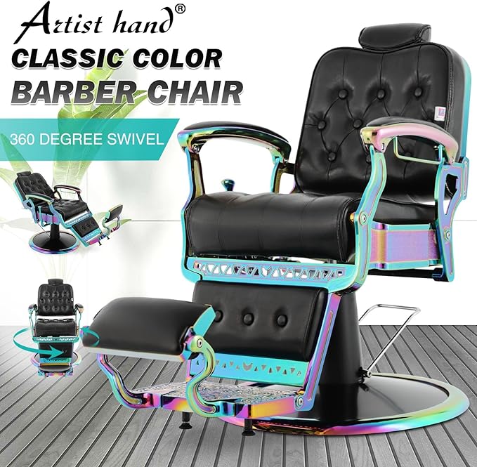 Artist hand Barber Chair All Purpose Hydraulic Recline Salon Chair Beauty Spa Vintage Barber Chair Heavy Duty Chair (Laser Frame)