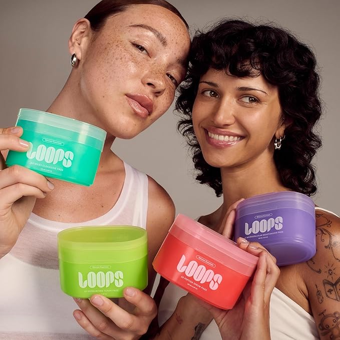 LOOPS Exfoliating Toner - Refine, Resurface, and Rebalance Skin - Pre-soaked Bamboo Pad - Skincare Toners for Face -Exfoliatings Treatment Toner -Exfoliating Pads