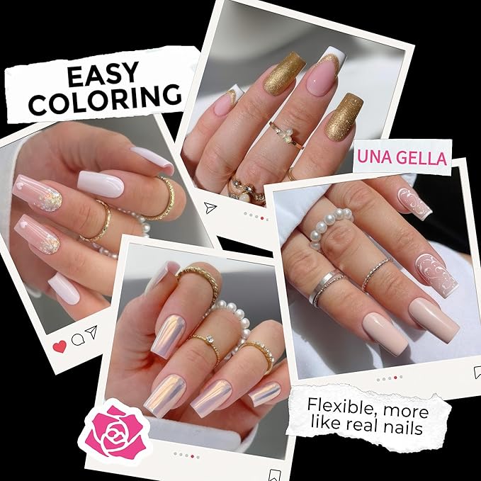 UNA GELLA Medium Square Nail Tips: 216pcs Square Press on Nails Pre-shape Clear Nails Tips for Full Cover Acrylic French False Nails For Nail Extension, Home DIY Nail Salon 12 Sizes False Tips