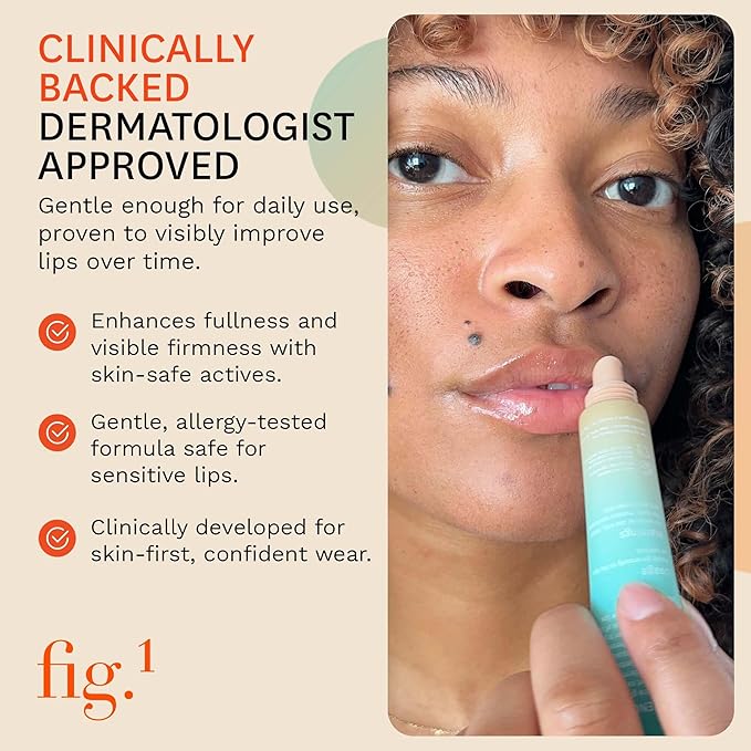 Fig.1 Peptide Plump Lip Oil | Hydration-Based Lip Oil Gloss with Hyaluronic Acid & Vegan Squalane | Non-Sticky, Fragrance-Free, Vegan | Moisturizing Lip-Gloss – 0.5 fl oz