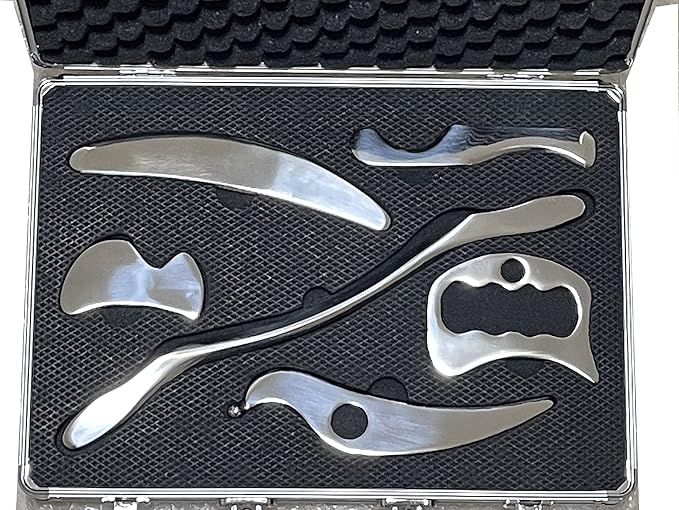 Gua sha Set, IASTM Tool Gua Sha Stainless Steel Muscle Scraper Set of 6 Picese for Soft Tissue Therapy and Reduce Arms,Legs,Back, Shoulder Muscle Pain(6HXIAO pcs)……