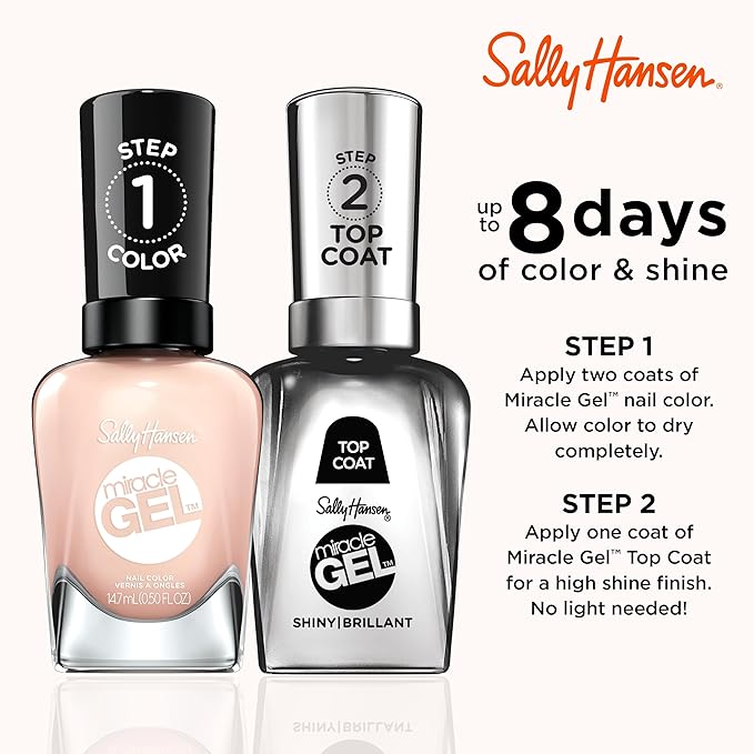 Sally Hansen Miracle Gel™, Sheer Happiness, Long Lasting, Gel-Like Formula, No UV Lamp Needed, Pink Nail Polish
