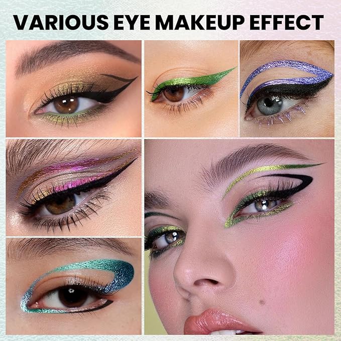 Black and Multichrome Waterproof Liquid Eyeliner, Stay All Day Eye Liner Pen with Precise Tips for Women, Smudge-Proof & Transfer-Resistant, Vegan & Cruelty-Free