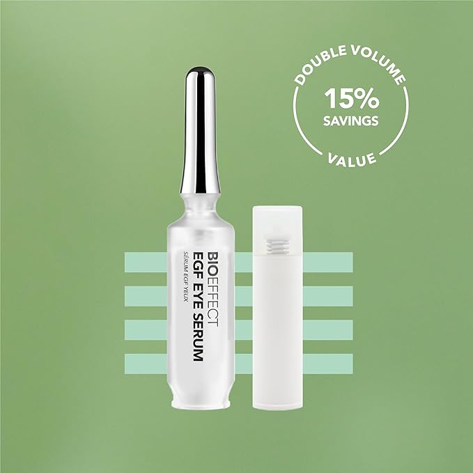 BIOEFFECT EGF Eye Serum Refill Set with Cooling Rollerball (6 ml) and One Refill Cartridge (6ml), Anti-Aging Corrective Gel with Hyaluronic Acid for Puffy Bags, Wrinkles, Fine Lines and Crows Feet