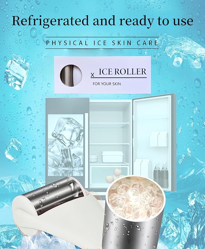 Pro Cryotherapy Ice Roller and Massage Stick for Face & Body - Stainless Steel Facial Massager Reduces Puffiness, Migraines & Sunburn Relief | Spa-Quality Self Care Gifts for Women/Men