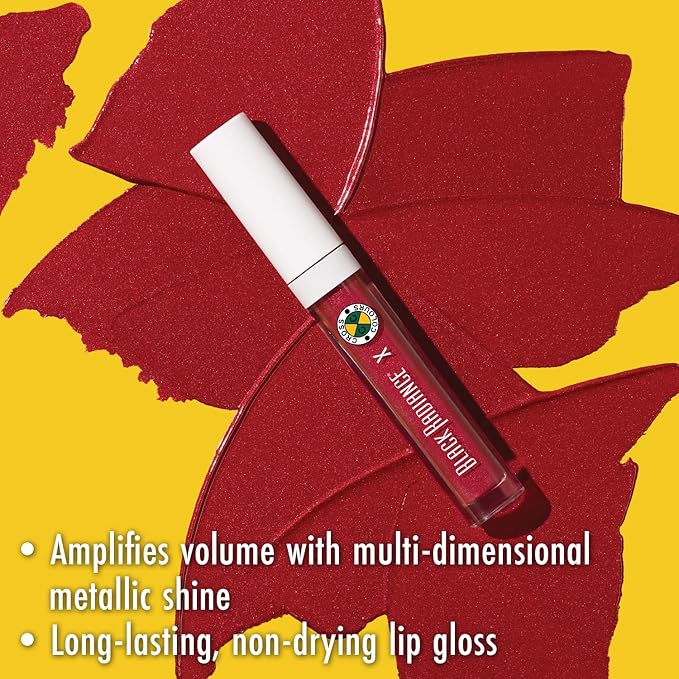 Black Radiance Cross Colours Metallic Liquid Lip, Moisture-Rich Ultra Glossy Finish, Pigment-Loaded Formula with Micro Glitter, Soft Paddle Applicator, Cruelty-Free - Vixen Red