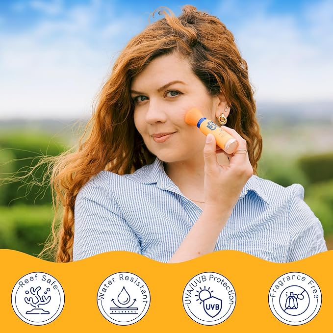 Sun Buff Powder Sunscreen Brush SPF 30 - Mineral Sunscreen for Scalp, Face, & Body - Water Resistant 80 Min | Brush On Powder, Zinc Oxide UVA UVB Protection, Travel Size 0.14oz, Made in USA