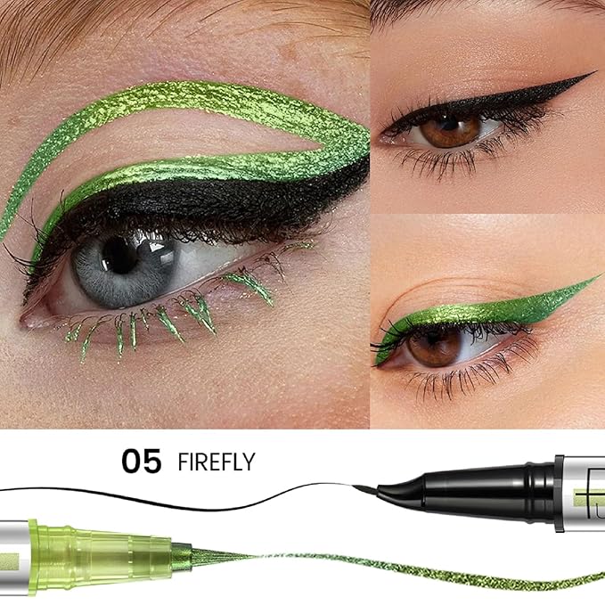 Black and Multichrome Waterproof Liquid Eyeliner, Stay All Day Eye Liner Pen with Precise Tips for Women, Smudge-Proof & Transfer-Resistant, Vegan & Cruelty-Free